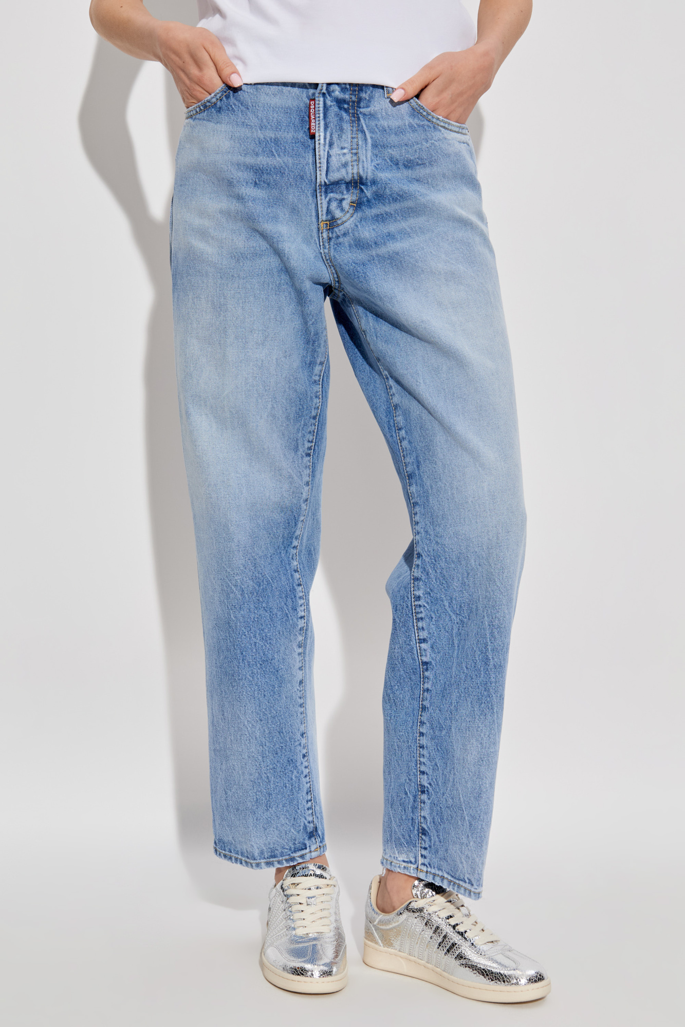 デニム・ジーパン D SQUARED2 SS23 BOSTON JEAN (S75LB0742.S30811 100 WHITE) Dsquared2 Straight Boston Jeans In White | ModeSens
